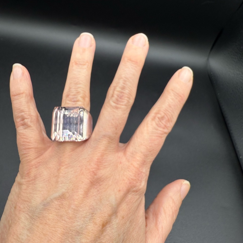 Swarovski Cocktail Ring NIRVANA Light Pink Crystal Lucent Octagon Sz 55 US 7 7.5